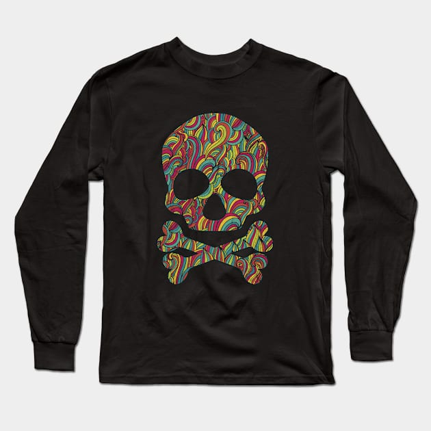 Skull and Bones Halloween Art Long Sleeve T-Shirt by astralprints